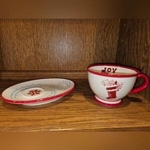 Starbucks Holiday Oval Saucer and Coffee Mug - Vintage 2007